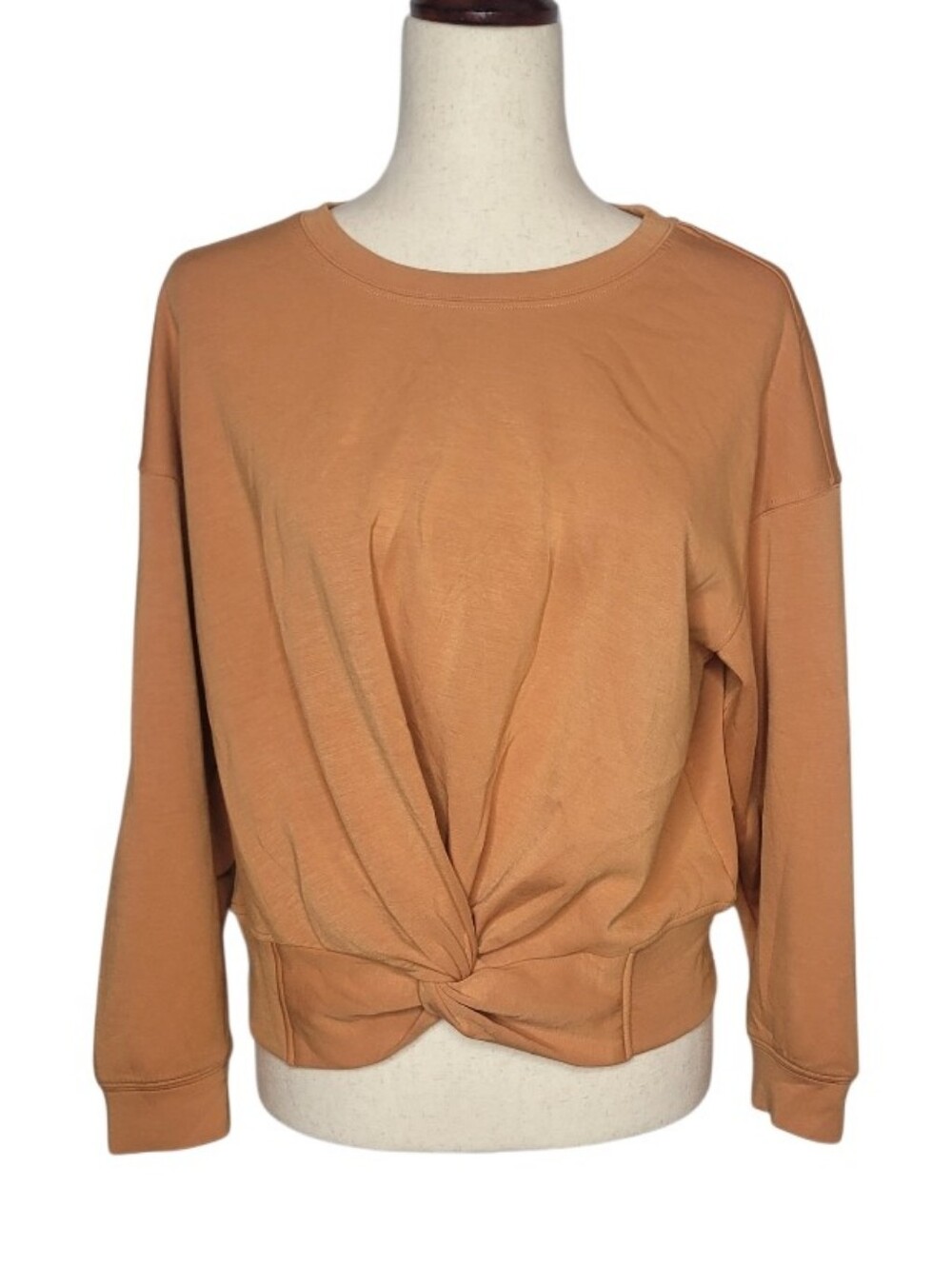 Magaschoni Women's Pumpkin Modal Twist Front Long Sleeve Sweatshirt Size Large